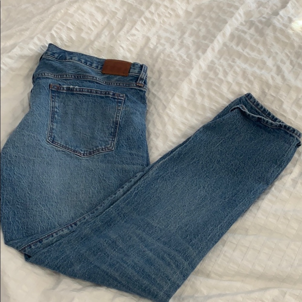 J. Crew stretch 484 in medium light fade denim.